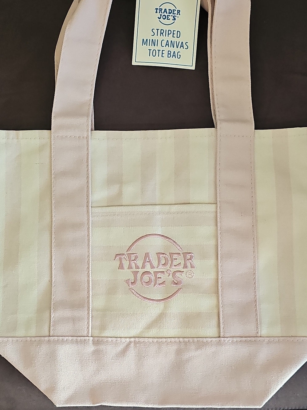 Pink Striped Canvas Tote Bag
